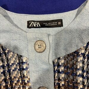 Zara Denim and Navy Tweed Jacket